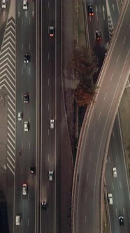 Highway from above Night Drone view Timelapse
