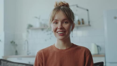 Smiling Woman Portrait in Kitchen