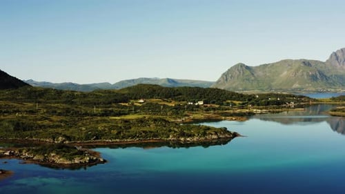 Lake Surrounded By Green Landscape And Mountain