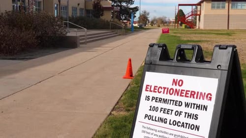 No Electioneering Sign at School Polling Location