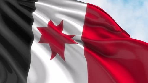 Udmurtia Flag Waving in Realistic Fabric Motion on Blue Sky