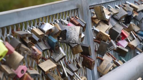 Bridge Railing Full of Love Locks Keepsakes