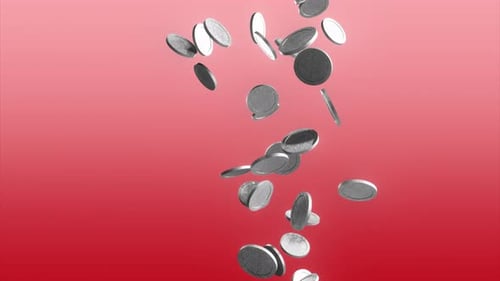 Realistic Silver Coins Falling and Piling Up Animation