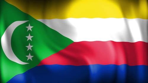 Animated Comoros National Flag Waving Loop