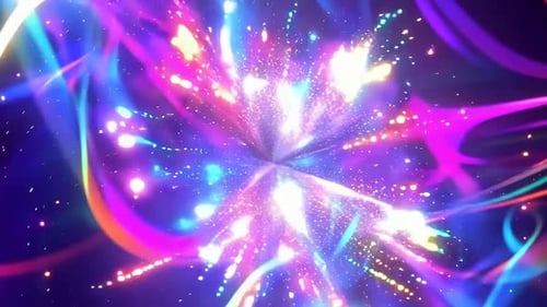 Trilhas de luz de néon abstratas vibrantes Spinning Vortex Motion Gr
