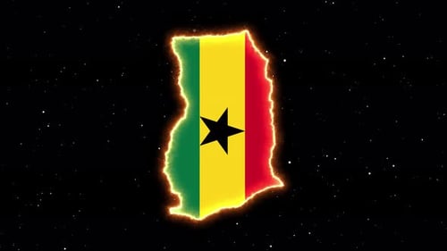 Ghana Map Flag with Pulsing Energy Outline