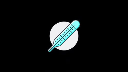 Medical Thermometer Icon Animation with Rising Temperature