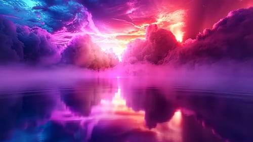 Vibrant, surreal sky and water reflections