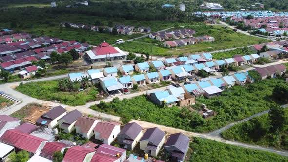 Aerial view of subsidized housing which is neatly arranged on very ...