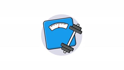 4k Weight Machine with Dumbbell. Weight Goal Concept Animation Video