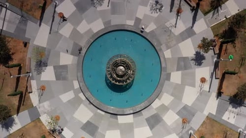 Large Empty Roundabout in Tel Aviv During Covid 19 Outbreak, Aerial