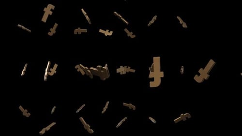 Facebook Gold Logo Falling With Alpha Channel