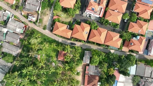 Aerial footages of houses, road , vehicle , Srilanka