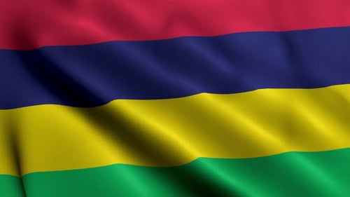 Mauritius National Flag Waving Loop with Realistic Fabric Texture