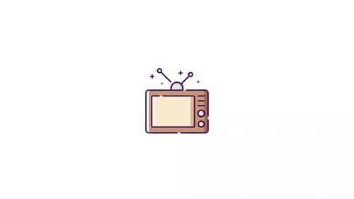 Flat Design Animated TV Icon with Play Button