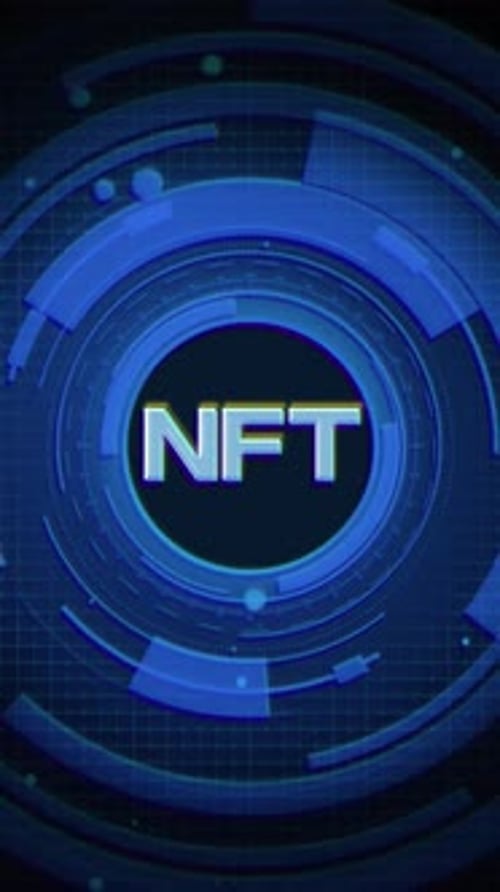 Digital NFT Title Animation with Futuristic Glitch UI Elements