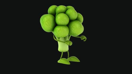Fun 3D cartoon broccoli (with alpha channel)