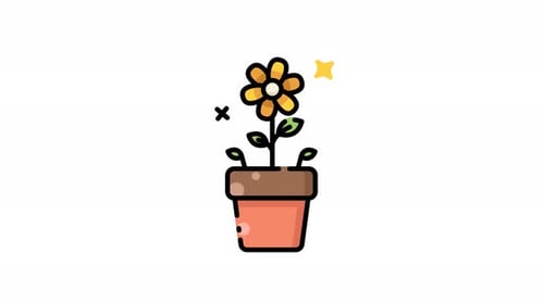 Cute Potted Flower Growing Animation