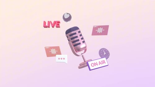 3D Microphone Live Broadcast Podcast Stream Animation