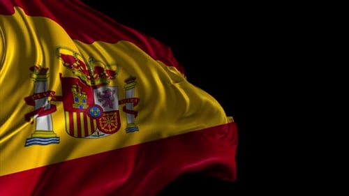 Waving Flag of Spain with Alpha Channel Seamless Loop