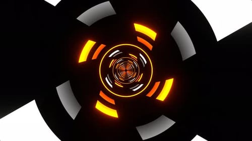 Luz espiral abstracta naranja y blanca en fondo de túnel Vj Loop en 4K
