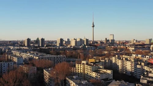 Aerial view of Berlin TV Tower, Germany.