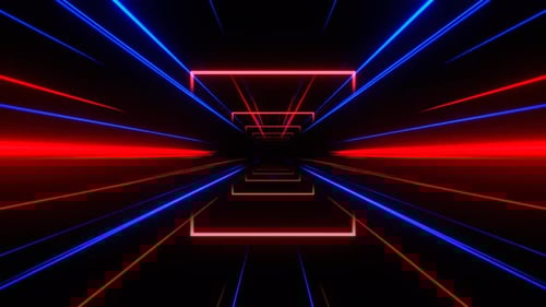 Deep Blue And Red Moving Through The Laser Neon Portal Space Background Vj Loop In 4K