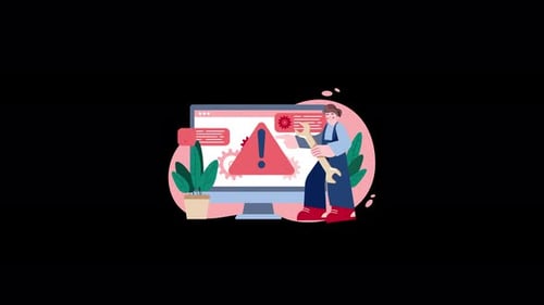 Ilustração de um técnico solucionando um erro no computador