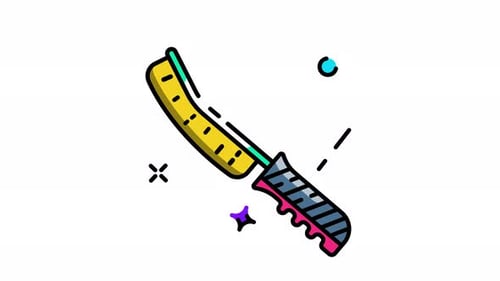 Animated Outlined Machete Survival Tool Icon