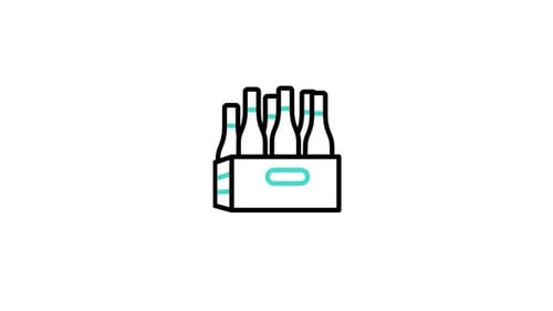 Flat Design Animated Bottles in Crate Icon