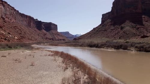 Banks of deteriorated Colorado river southwestern United States aerial