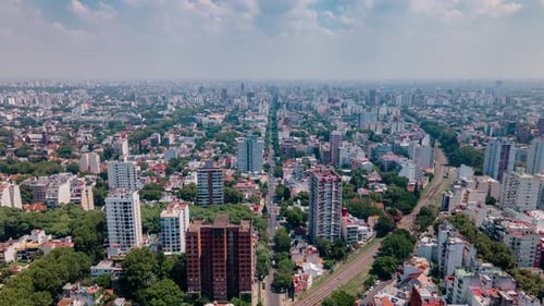 Drone hyperlapse of a city during day