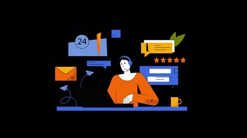 Animated Online Customer Service and Support Flat Design Illustration