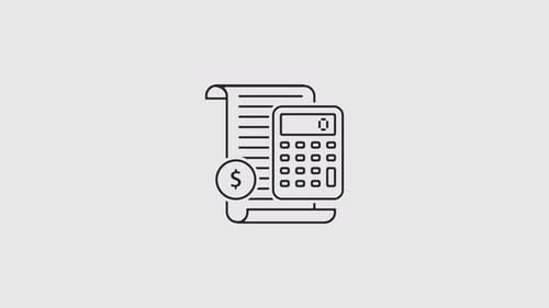 Animated Flat Design Financial Calculator and Bill Icon
