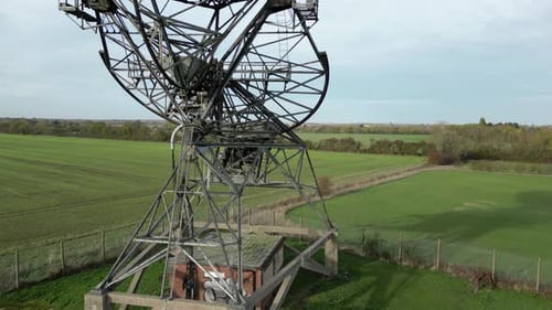 Aerial View of Satellite Dish in Rural Setting