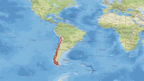 Animated World Map Zoom to Highlight Chile