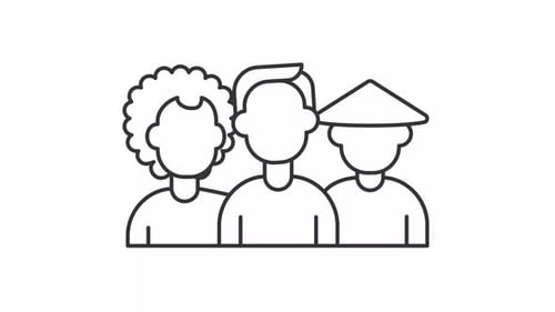 Animated Diverse People Group Outline in Sketch Style