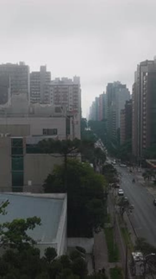 Busy Curitiba urban morning with pollution Curitiba city and pollution skyline pollution
