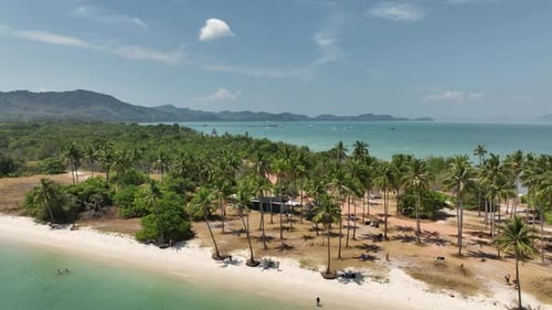 Aerial view of Laem Had Beach in Koh Yao Yai Phang-nga province. amazing sandy beach
