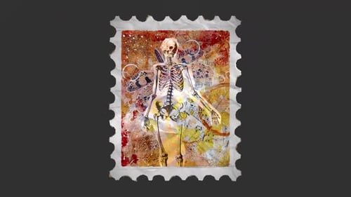 Vintage Anatomical Skeleton Ephemera Postage Stamp