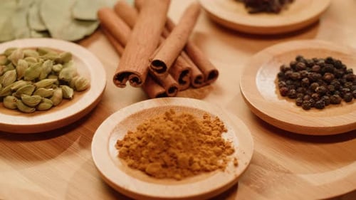 Indian Asian Spices Mix Cardamom Cloves Curry Curcuma Authentic Spice Collection Indian and Asian