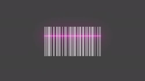 barcode being scanned with a laser beam barcode scanner, a barcode on a parcel or product