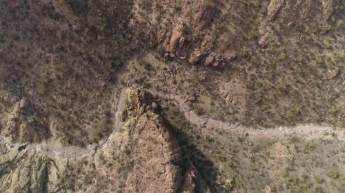 AERIAL - Overhead Shot of Desert Mountains (Superstition Mountains)