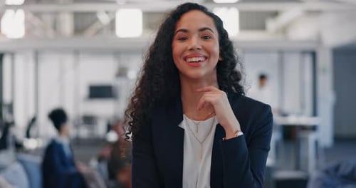 Business, leadership and face of black woman in office with ideas, vision and startup mission