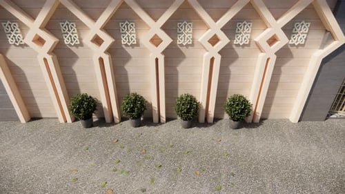 Smooth Upward Tilt Shot of Islamic Architectural Building Facade