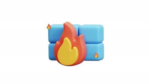 3D Animation Firewall Security Icon
