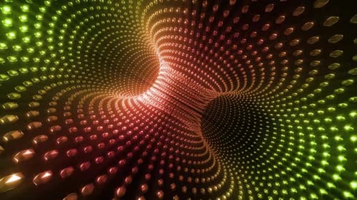 Abstract tunnel of vibrant light pulses moving and shifting deep inside