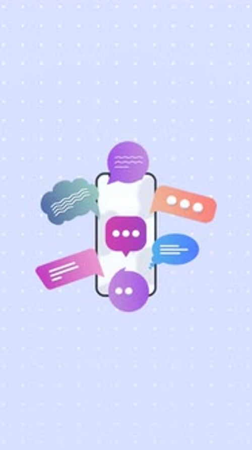 Vertical Video Animation of A Smartphone with Speech Bubbles for Trending Conversations.
