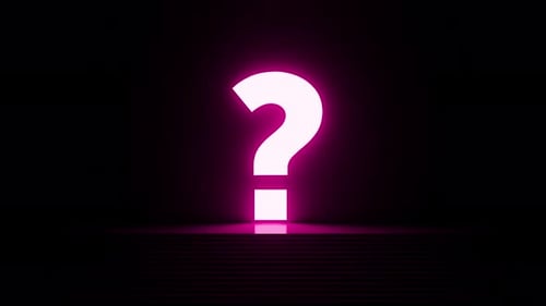 Glowing neon pink question mark appearing on dark background
