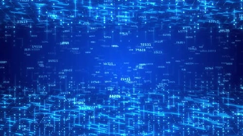 digital random digits with circuit board. Data Processing with circuit and matrix background